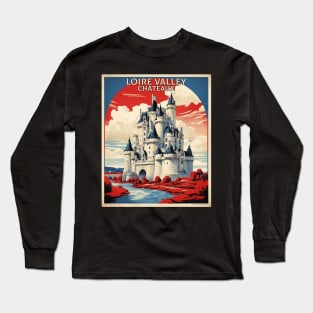 Loire Valley Chateaux France Tourism Vintage Poster Long Sleeve T-Shirt